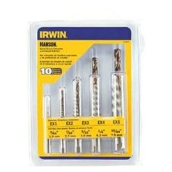 Irwin® - Hanson™ 10-piece 3/32" To 5/8" Square Shank Spiral Flute Screw Extractor Kit