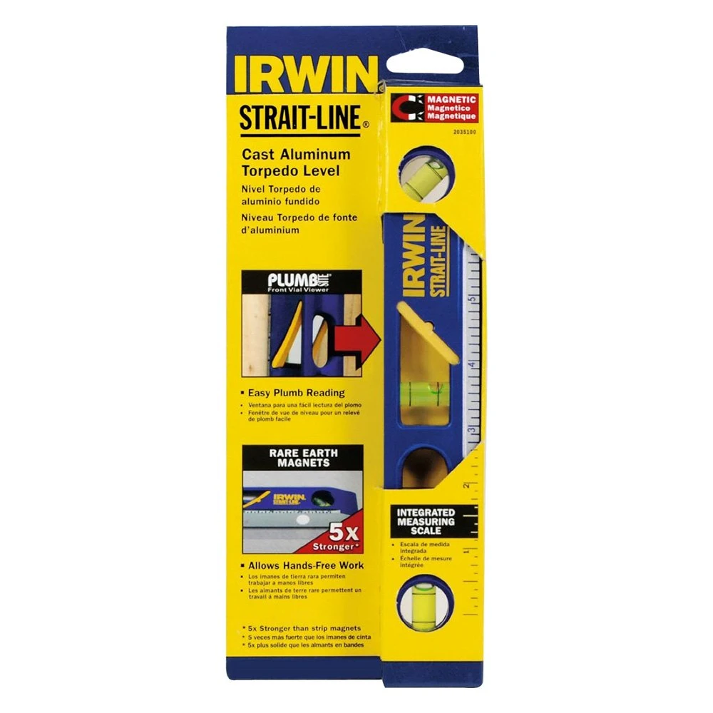 IRWIN® - Strait-Line™ 9" Aluminum Cast Torpedo Level 3 IRWIN® - Strait-Line™ 9" Aluminum Cast Torpedo Level